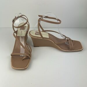 DOLCE VITA SIZE 11 BEIGE WEDGE ANKLE STRAP SANDALS NWOT